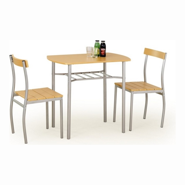 Комплект HALMAR LANCE (стол+ 2 стула) белый/серый, 82/50/75 - фото