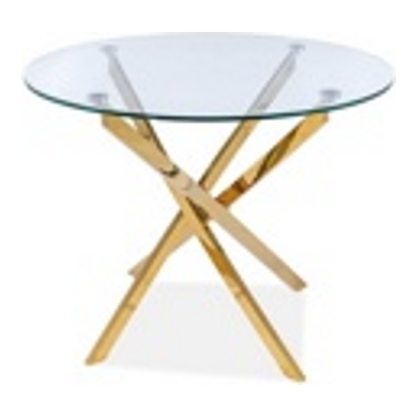 Стол обеденный SIGNAL AGIS прозрачный/золотой, d90 - фото