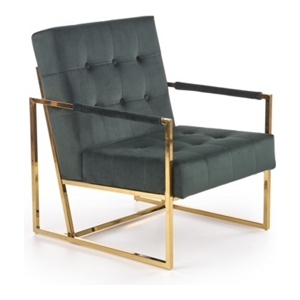 Кресло HALMAR PRIUS темно-зеленый/золотой - фото