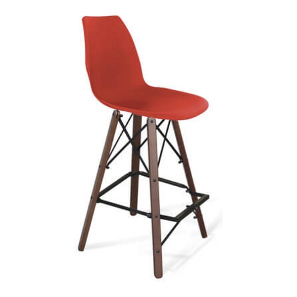 Барный стул Sheffilton SHT-ST29/S80 (красный RAL3020/темный орех/черный муар) - фото