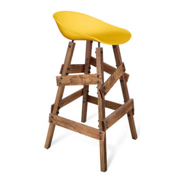 Барный стул Sheffilton SHT-ST19/S81 (желтый/дуб брашированный коричневый) - фото