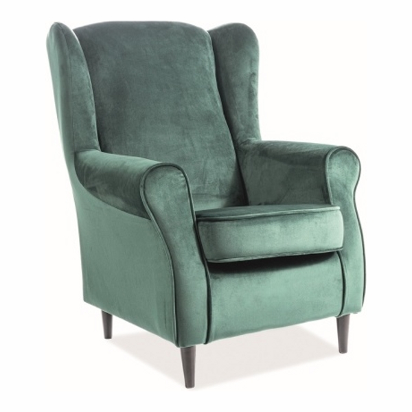 Кресло SIGNAL BARON VELVET Bluvel78, зеленый/венге - фото