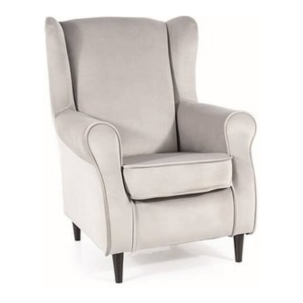 Кресло SIGNAL BARON VELVET Bluvel 03 светло-серый/венге - фото