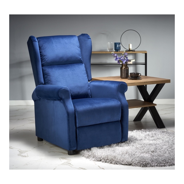 Кресло HALMAR AGUSTIN 2 раскладное, темно-синий - фото