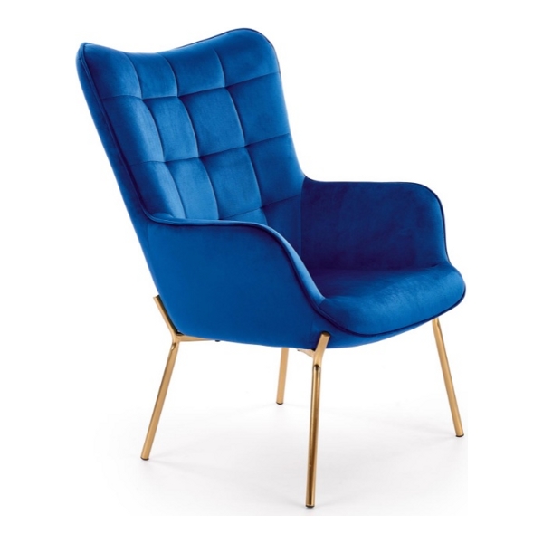 Кресло HALMAR CASTEL 2 темно-синий/золотой - фото