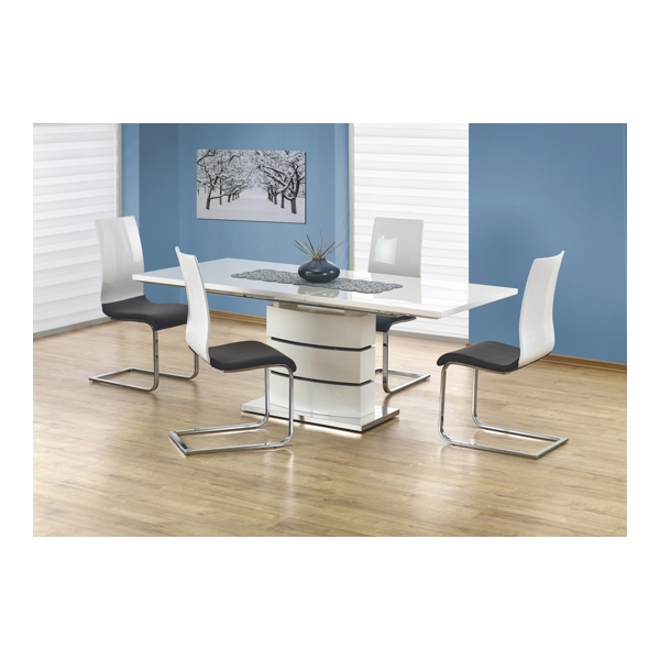 Стол обеденный HALMAR MONACO раскладной, белый/серый, 160-220/90/76 - фото