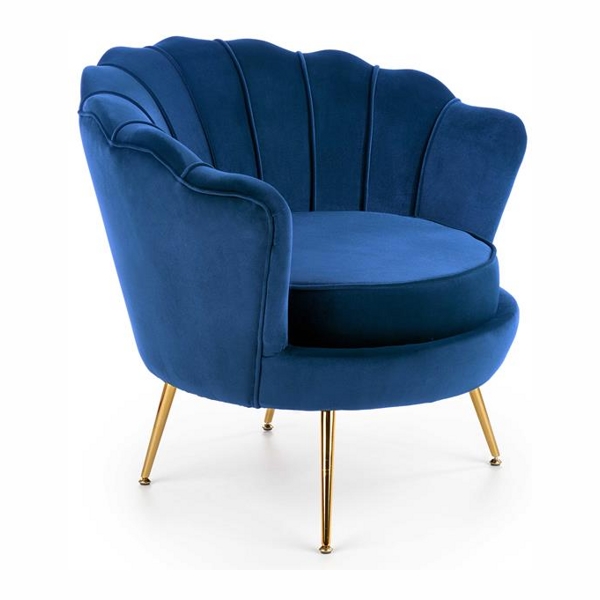 Кресло HALMAR AMORINITO темно-синий/золотой - фото