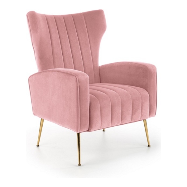 Кресло HALMAR VARIO розовый/золотой - фото