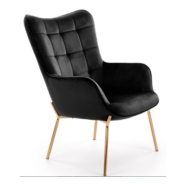 Кресло HALMAR CASTEL 2 черный/золотой - фото