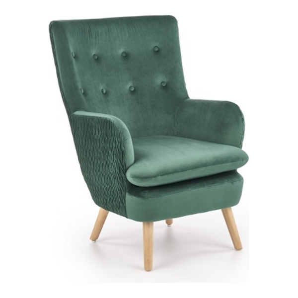 Кресло HALMAR RAVEL темно-зеленый/натуральный - фото