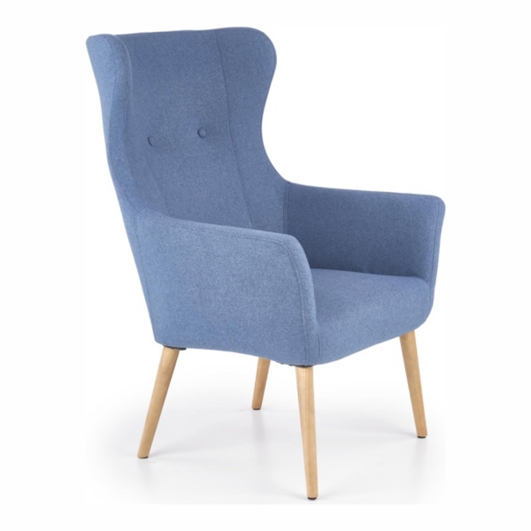 Кресло HALMAR COTTO синий/натуральный - фото