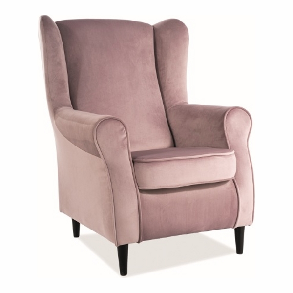 Кресло SIGNAL BARON VELVET Bluvel52, античный розовый/венге - фото