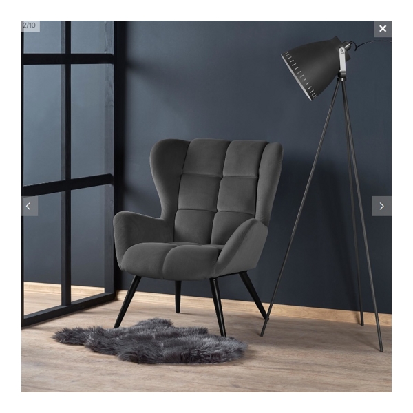 Кресло HALMAR TYRION серый/черный - фото